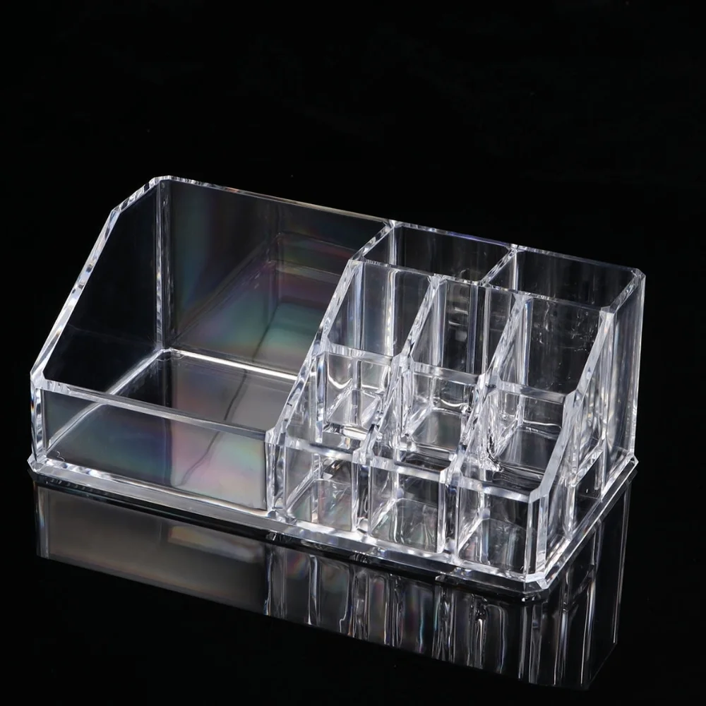 NEW Acrylic Cosmetic Organizer Beauty Vanity Makeup Holder Rectangular 9 Spaces